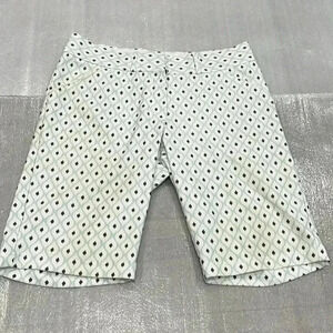 [4] Peter  Millar Women's Wicking Bermuda Golf Shorts White Blue Stretch